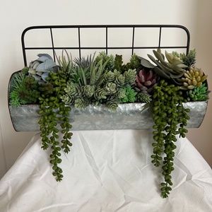 Galvanized artificial flower arrangement